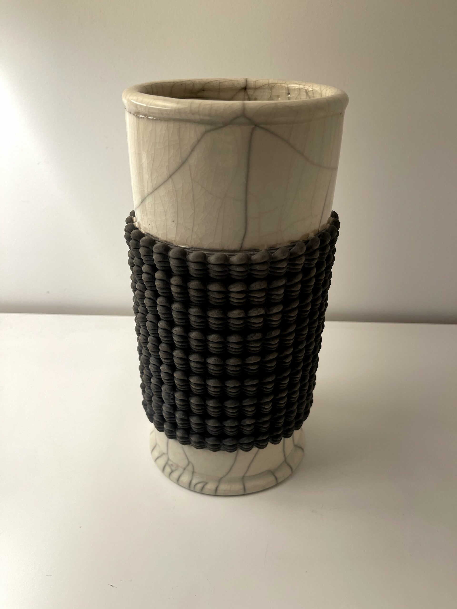 Vase raku ovale blanc